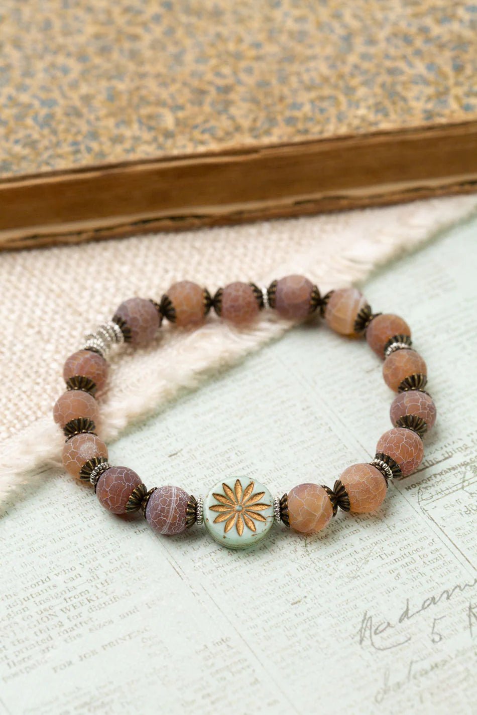 Wisdom Flower Stretch Bracelet B008 - Vintage Vault Boutique