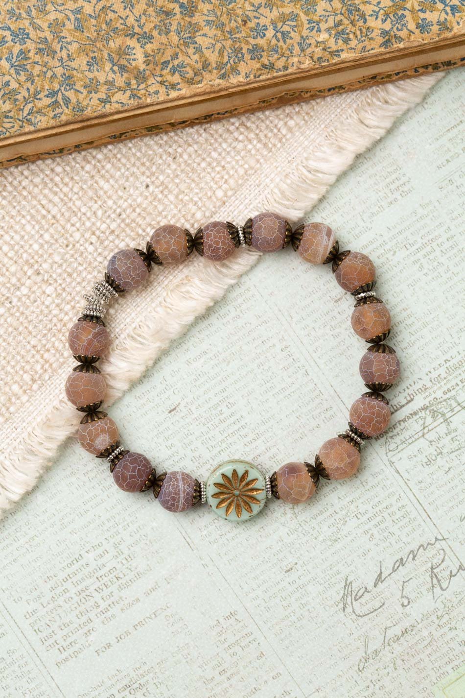 Wisdom Flower Stretch Bracelet B008 - Vintage Vault Boutique