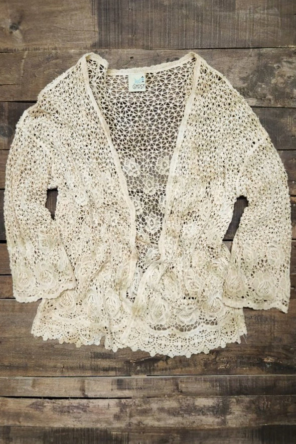 Pure Love Crochet Jacket - Tea Stain