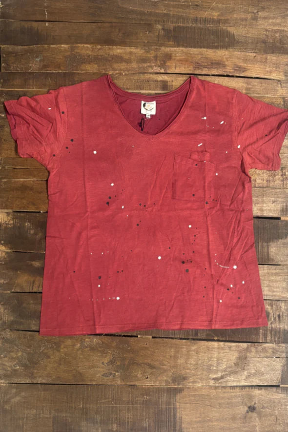 Moon Dance V-Neck Wine Splatter