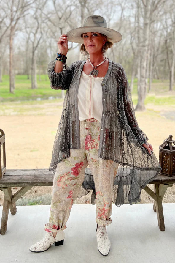 Garden Bliss High-Low Cardigan Vintage Black