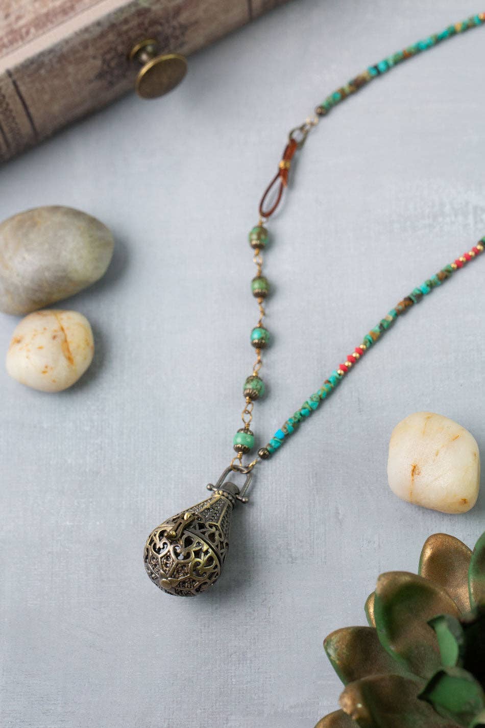 Love One Another 32.5-34.5" Lapis, Turquoise, Red Coral Statement Necklace