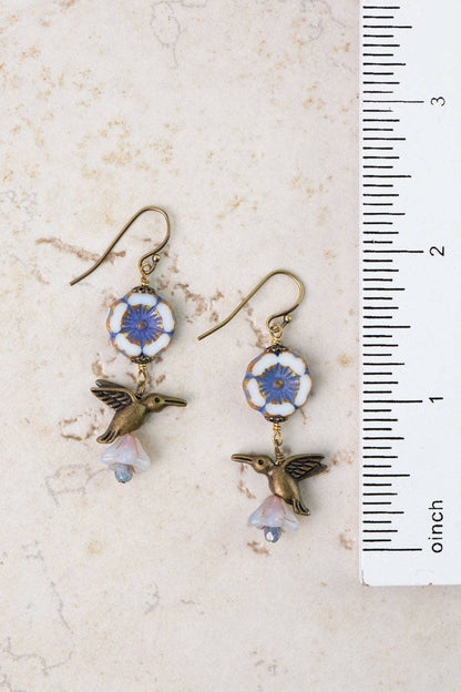 Czech Glass Hummingbird Earrings E121 - Vintage Vault Boutique