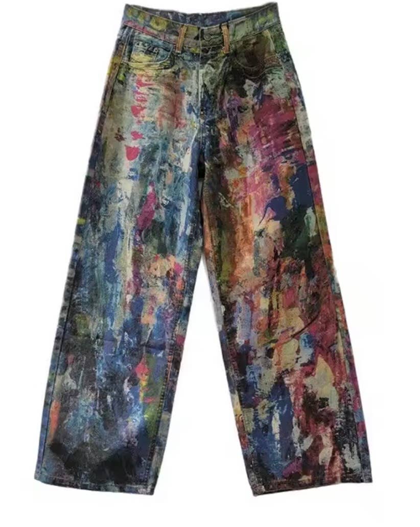 Printed Denim Jeans - Vintage Vault Boutique
