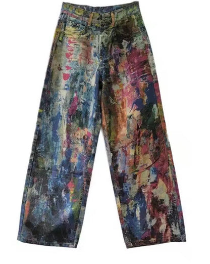 Printed Denim Jeans - Vintage Vault Boutique