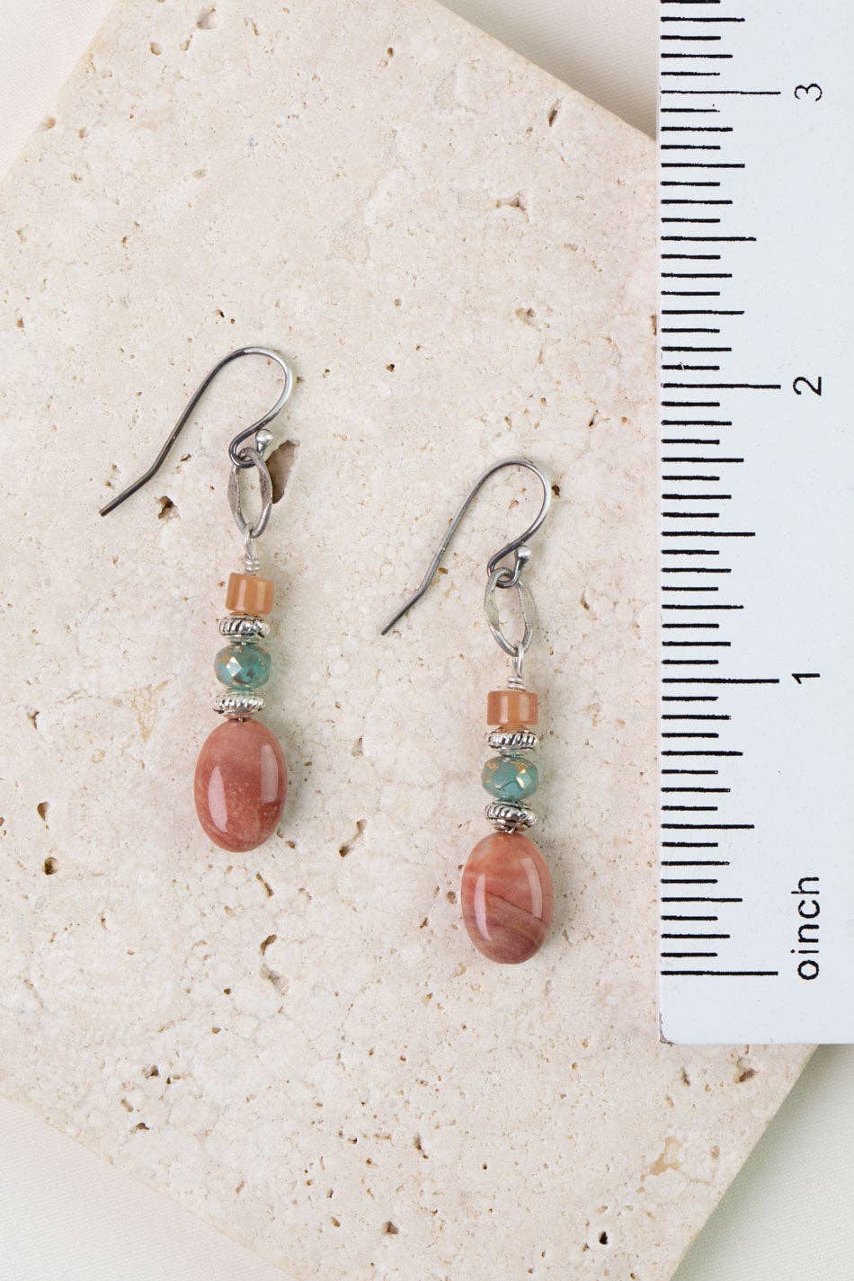 Namaste Czech Glass, Jasper Simple Earrings E020 - Vintage Vault Boutique