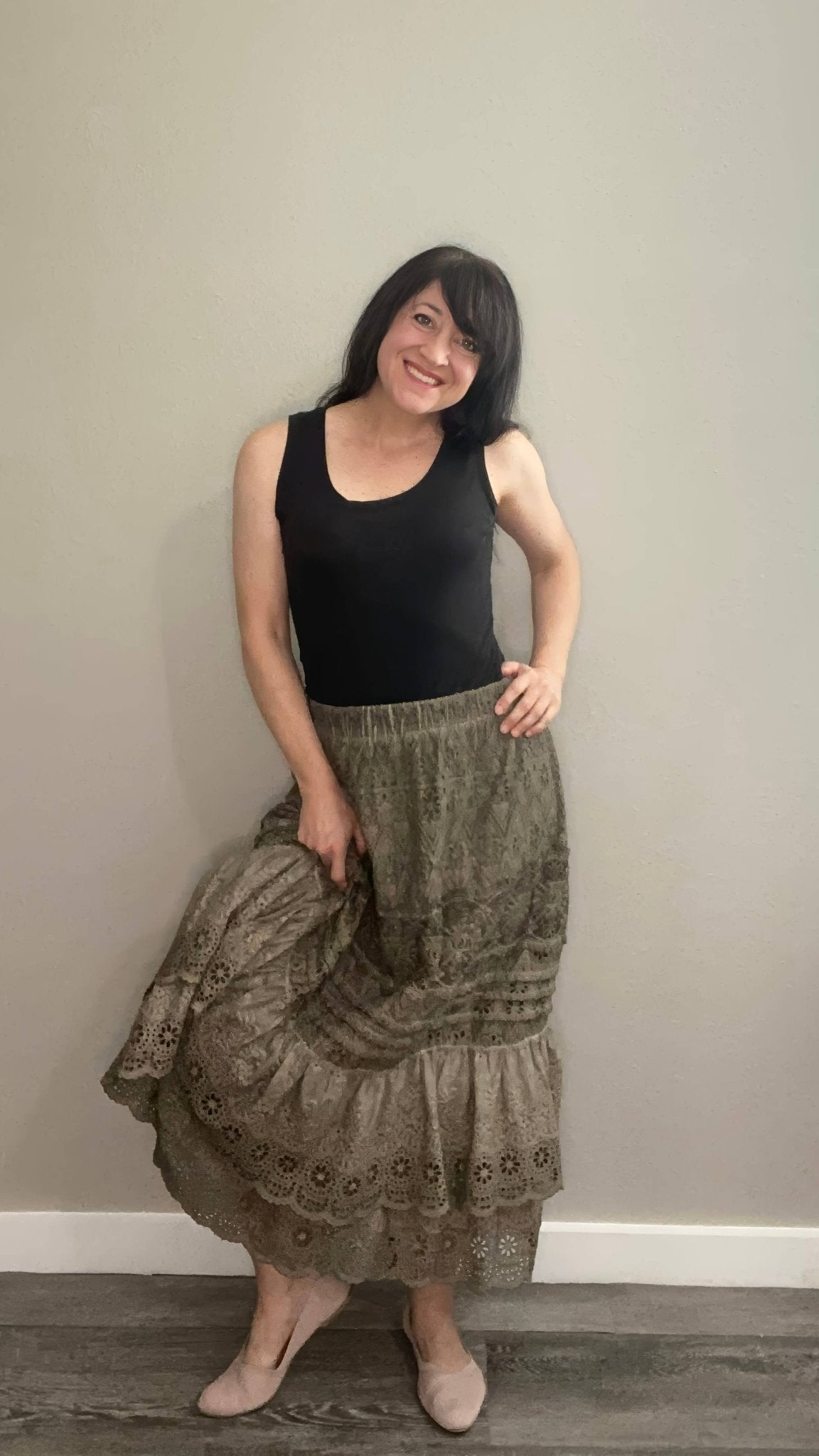 Serendipity Lace Maxi Skirt - Peppercorn Grey - Vintage Vault Boutique