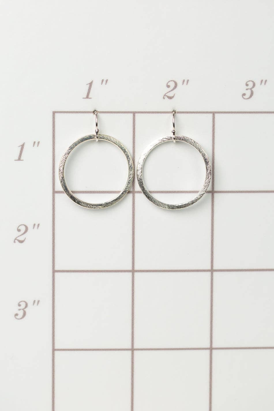 Brushed Silver Hoop Earrings E040 - Vintage Vault Boutique