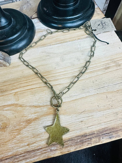Bronze Toggle Star Necklace  - Vintage Vault Boutique