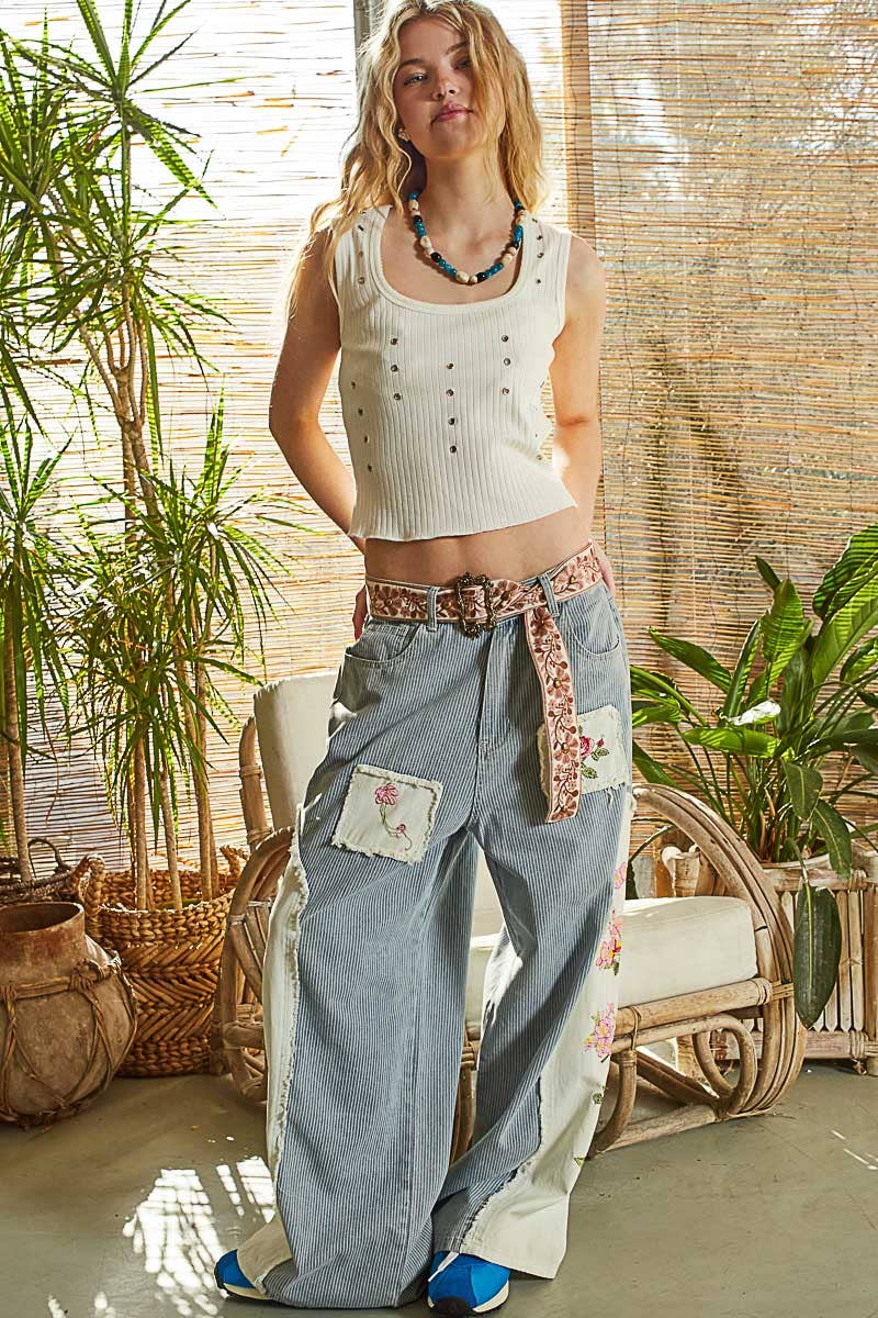 Floral pattern Ivory and Mauve Belt - Vintage Vault Boutique