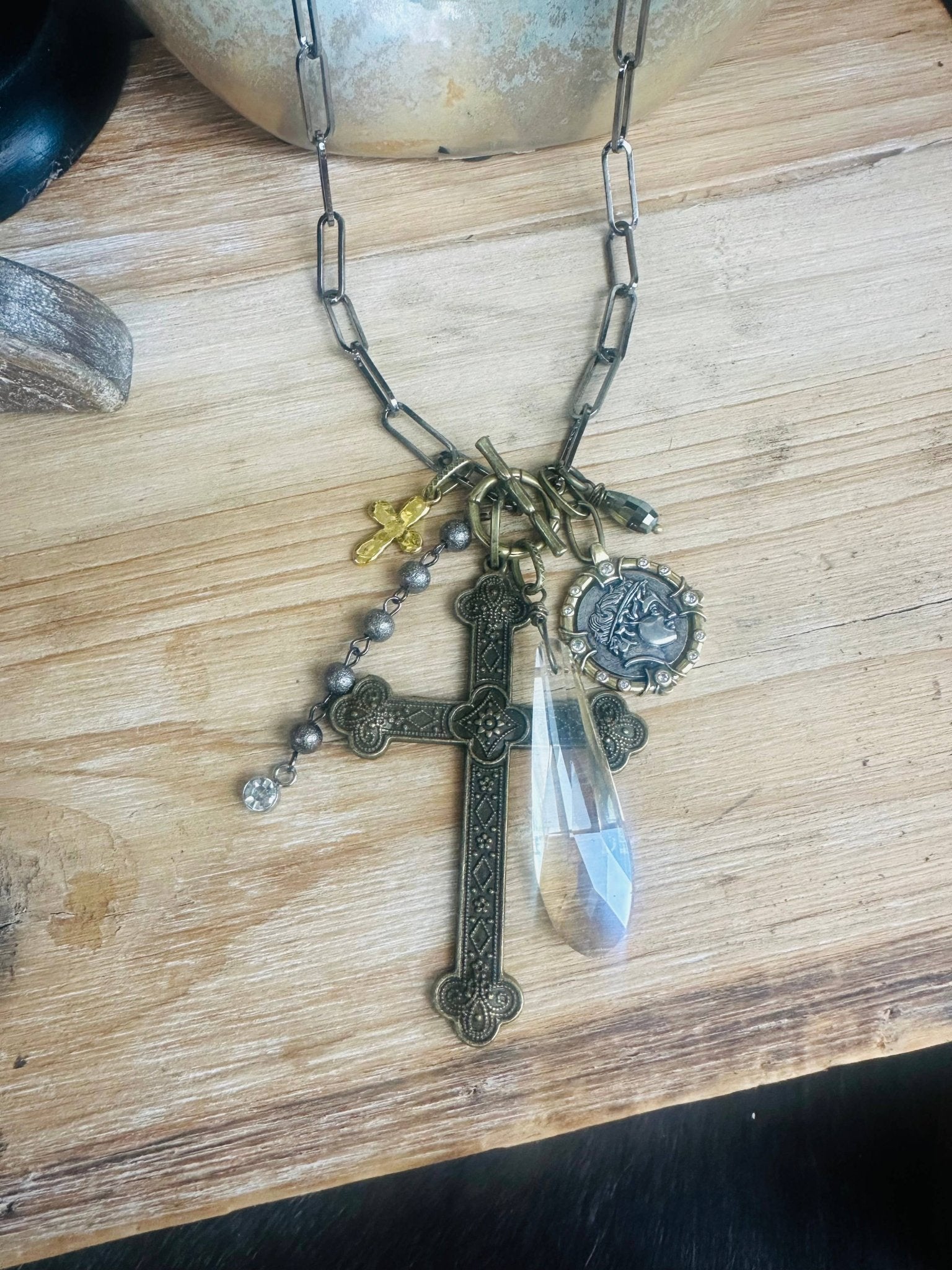Regal Charmed Cross Necklace - Vintage Vault Boutique