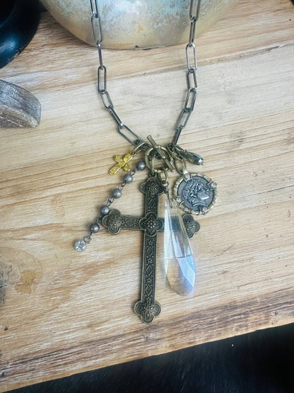 Regal Charmed Cross Necklace - Vintage Vault Boutique