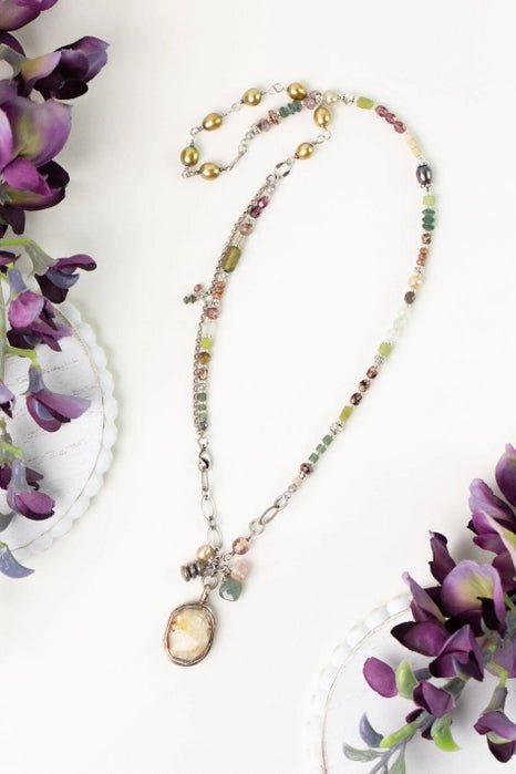 Water Lily Collage Necklace N002 - Vintage Vault Boutique