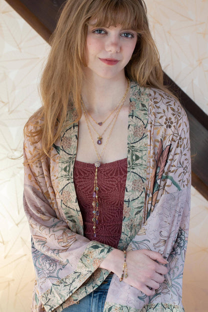 Folklore Amethyst Simple Necklace N007 - Vintage Vault Boutique