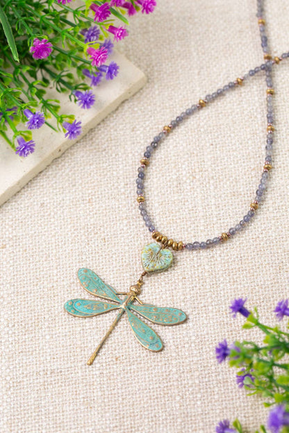 Folklore Dragonfly Statement Necklace N002 - Vintage Vault Boutique
