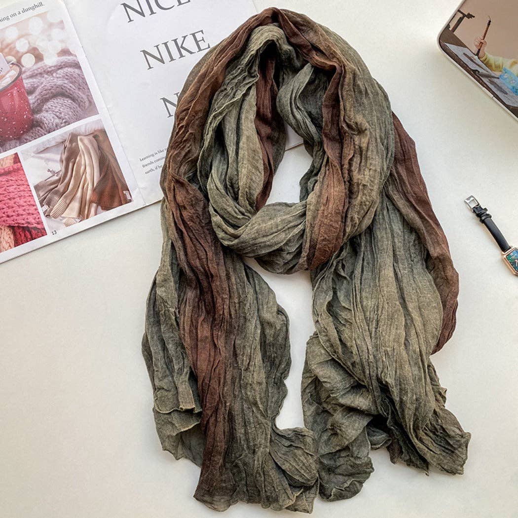 Gradient Color Lightweight Ruched Scarf