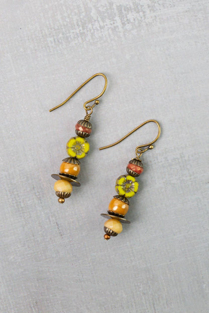 Azulejo Czech Glass Simple Earrings - Vintage Vault Boutique