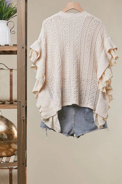Butterfly Patch Ruffle and Lace Cardigan - Vintage Vault Boutique