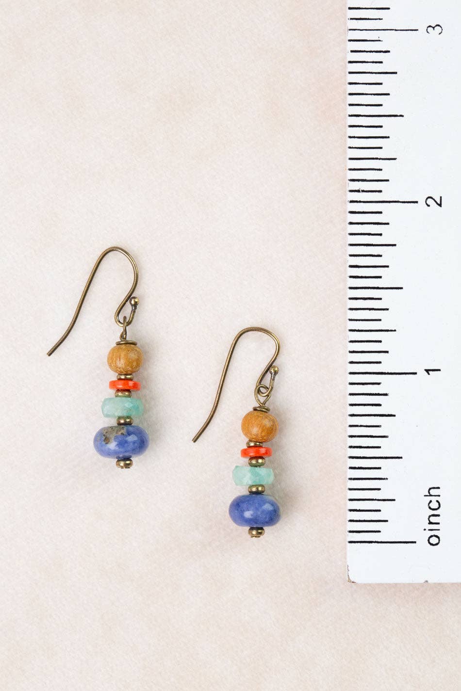 Freedom Coral, Sodalite, Wood Simple Earrings