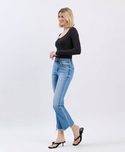 Slant Raw Edge Kick Flare Jean