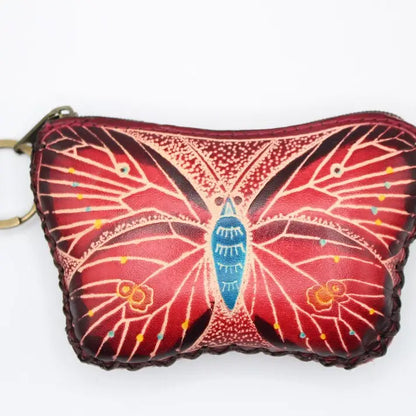 Butterfly Wristlet Leather Coin Purse