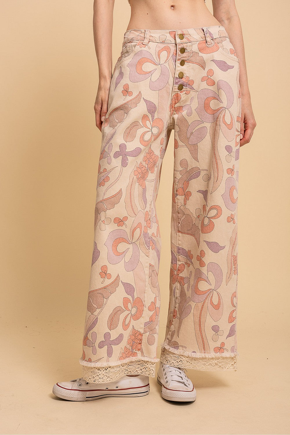 Groovy Print Denim Pants