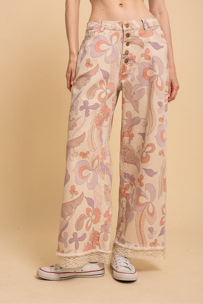 Groovy Print Denim Pants