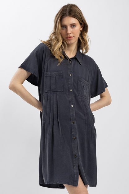 Charcoal PIntuck Shirt/Dress