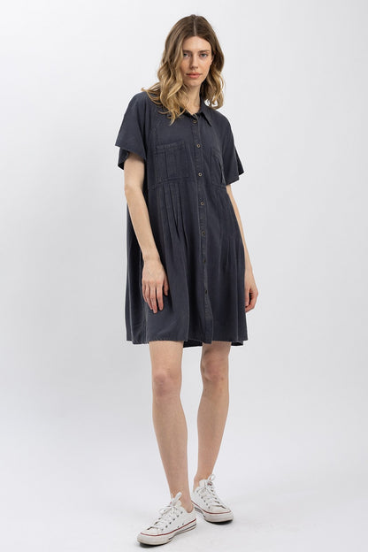 Charcoal PIntuck Shirt/Dress