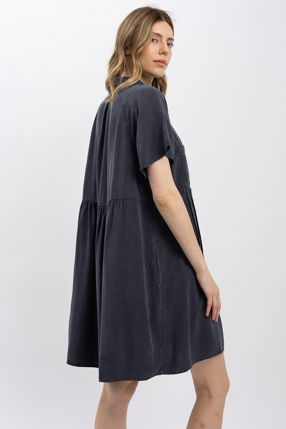Charcoal PIntuck Shirt/Dress