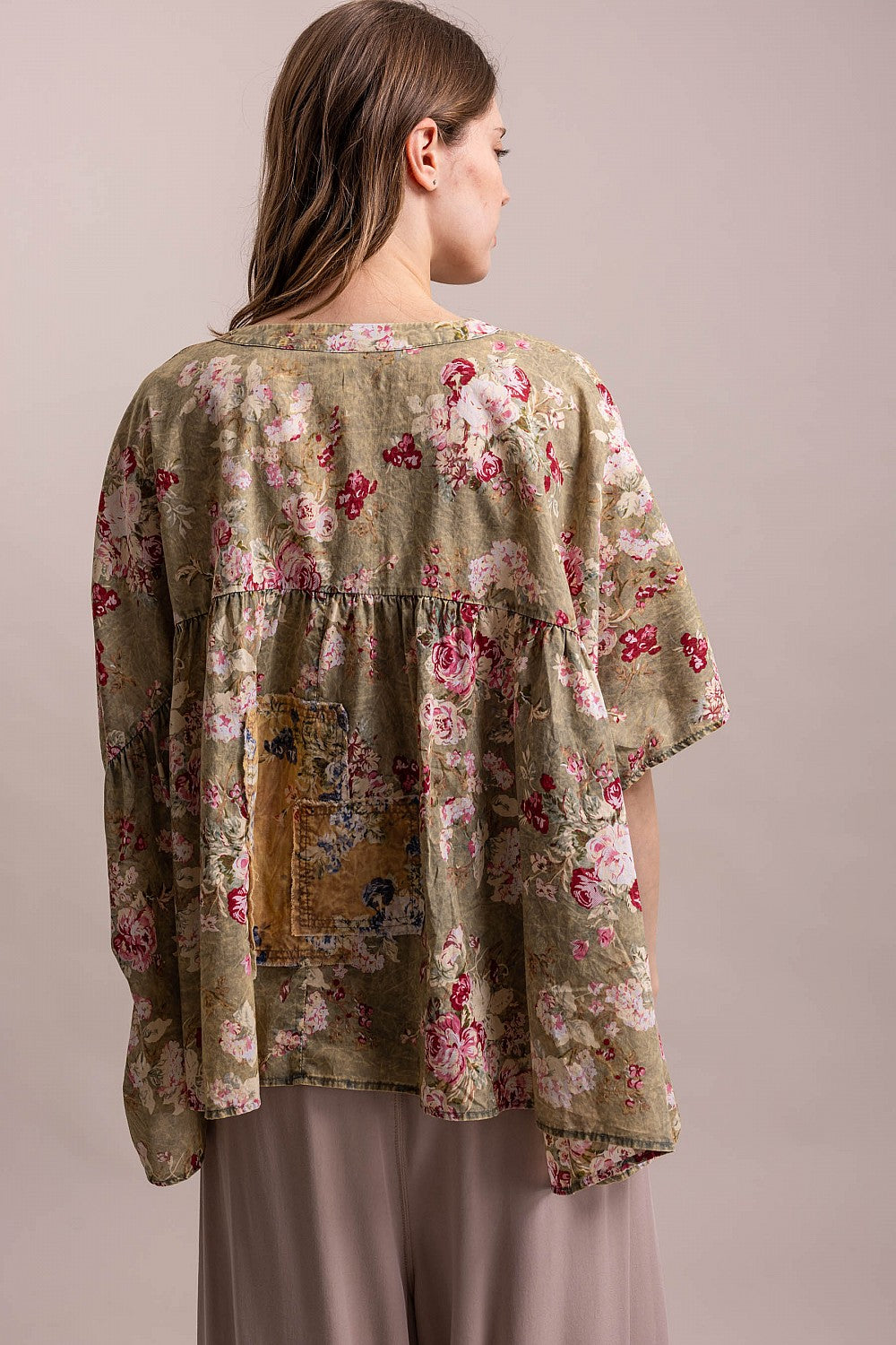 Flower Print Patchwork Loose Top