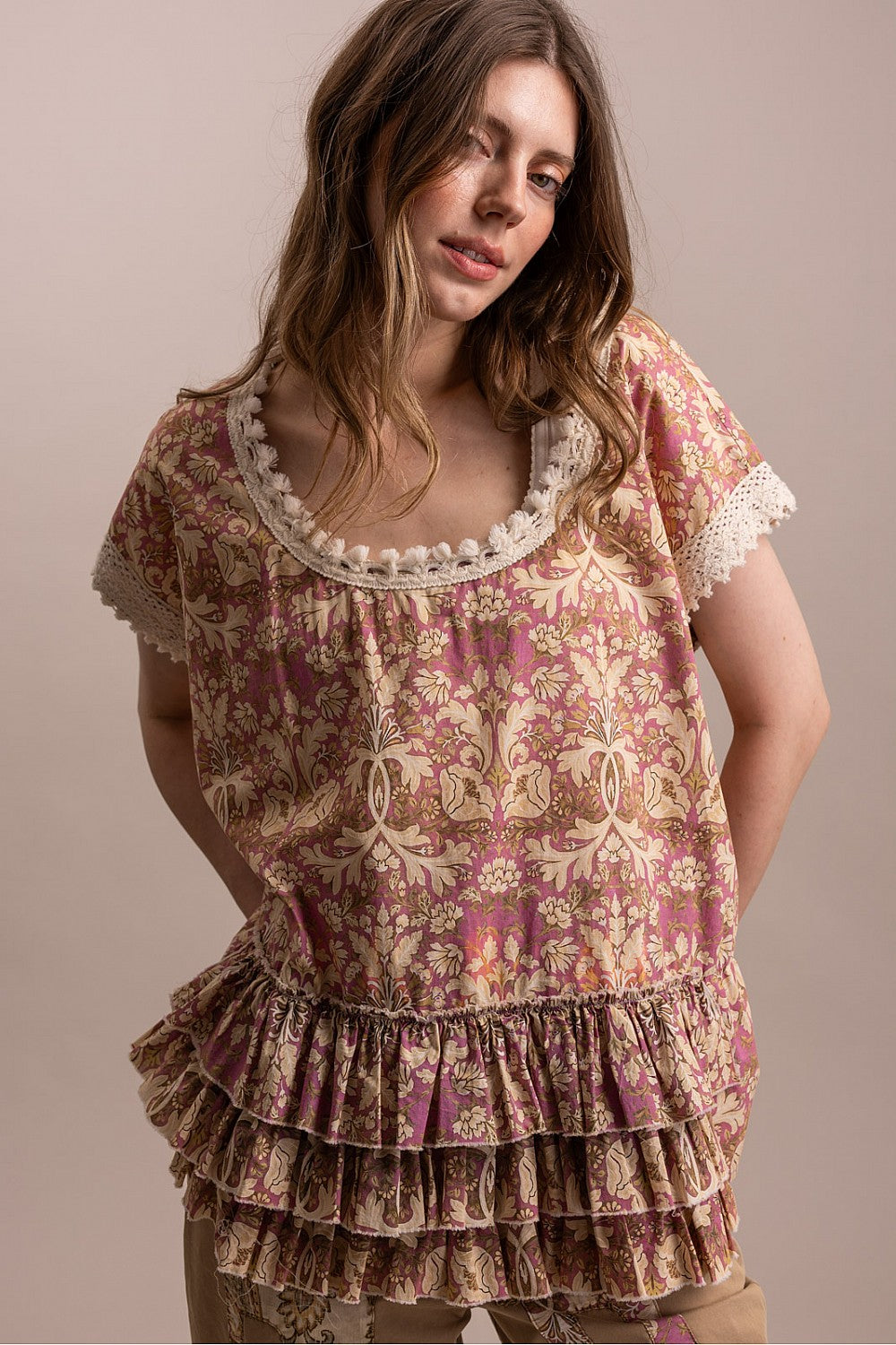 Floral Ruffle Hem Blouse