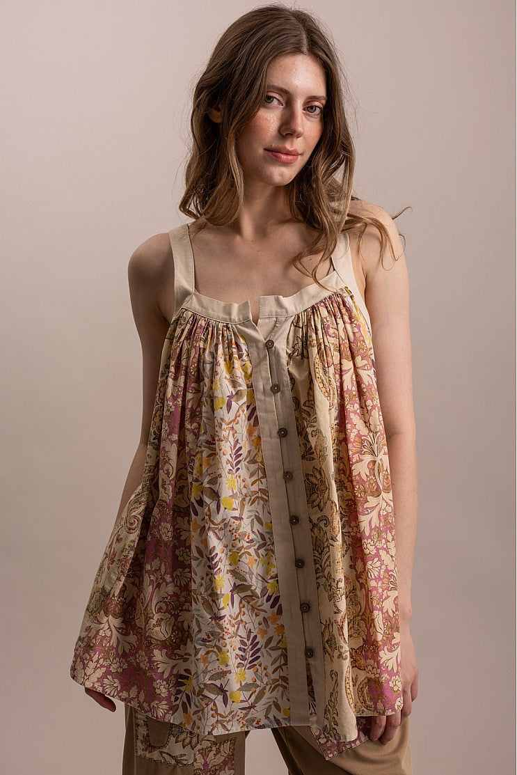 Floral and Paisley Print Button Down