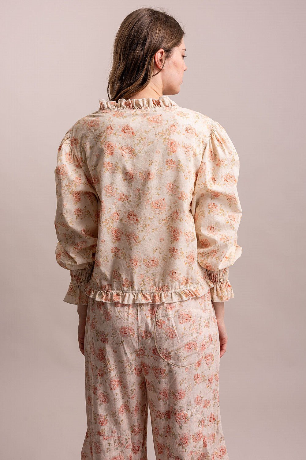 Flower Print Tie Front Top