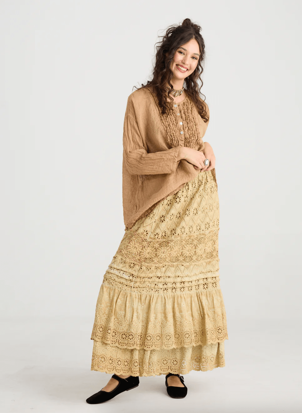 Serendipity Lace Maxi Skirt - Caramel - Vintage Vault Boutique
