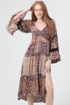 Tiered Dress Slit and Flare Sleeves