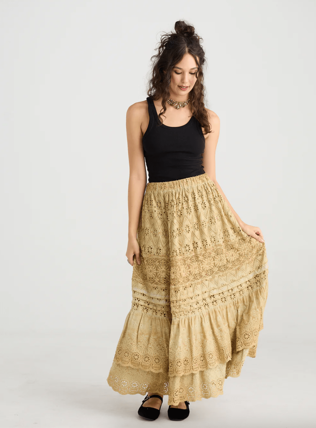 Serendipity Lace Maxi Skirt - Caramel - Vintage Vault Boutique