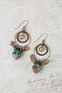 Wisdom Within Turquoise Blue Czech Glass Flower With Antique Gold Etching Cluster Earrings E018 - 2 - Vintage Vault Boutique