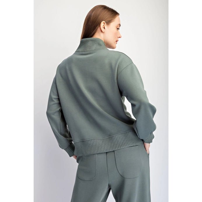 Modal Scuba Luxe Zipper Top - Vintage Vault Boutique