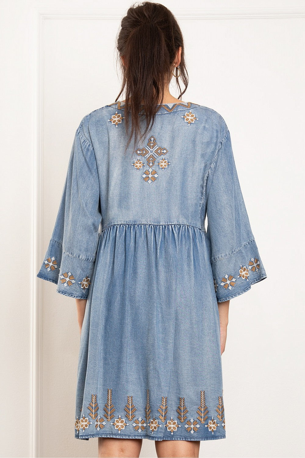 Embroidery Tencil Denim Dress