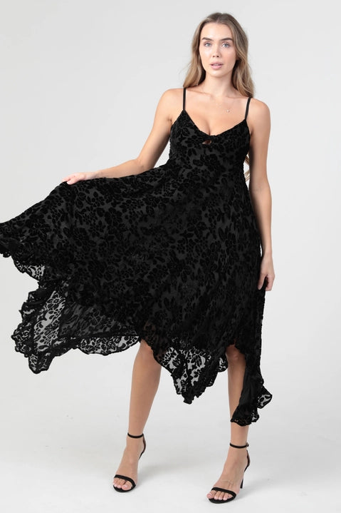 Black Velvet Burnout Dress