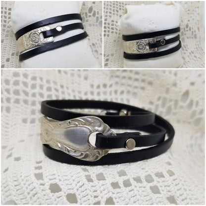 Leather Wrap Bracelets: Brown leather, Black leather