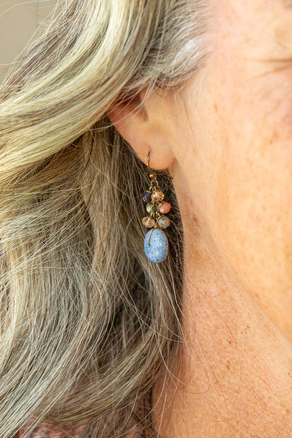 Storyteller Czech Glass, Sodalite Dangle Earrings