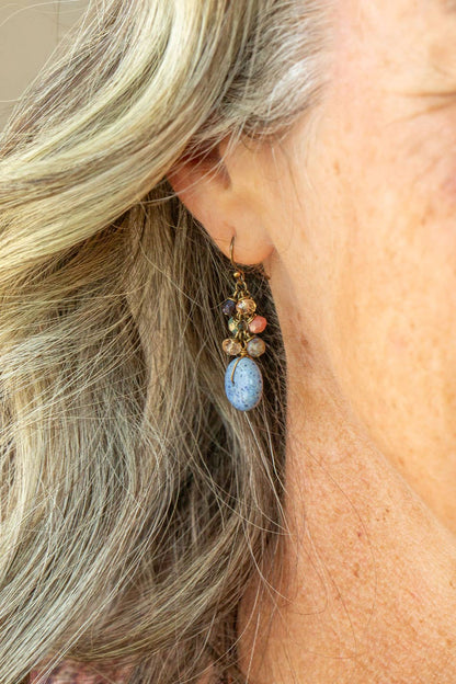 Storyteller Czech Glass, Sodalite Dangle Earrings