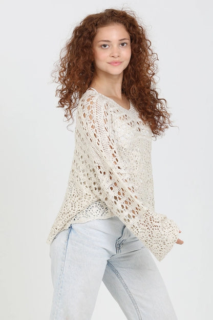 Ivory Open Knit Sweater