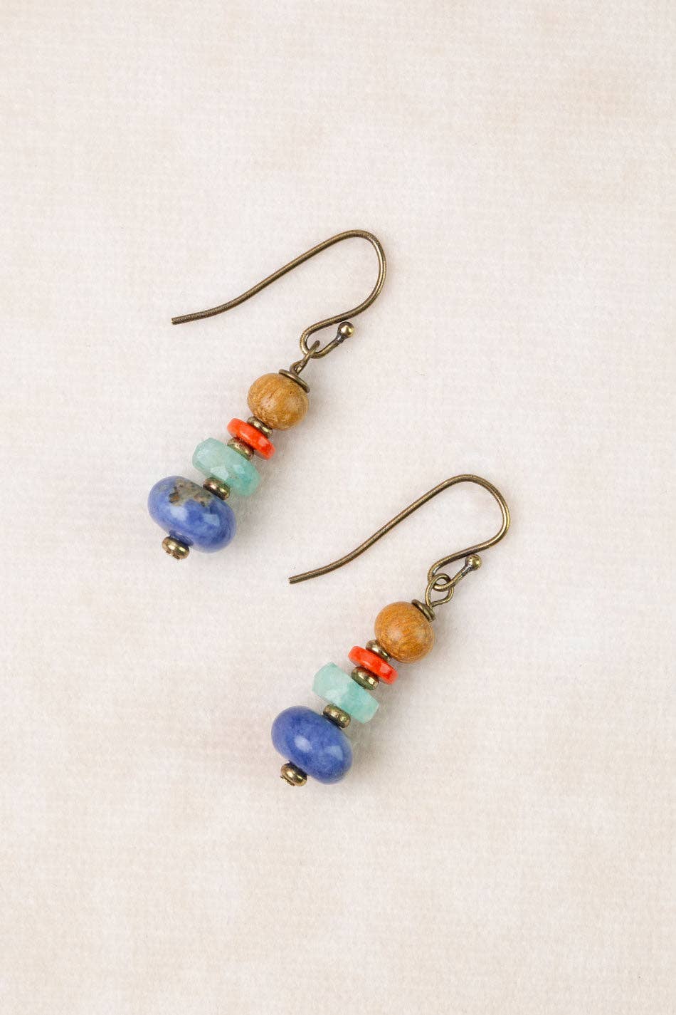Freedom Coral, Sodalite, Wood Simple Earrings