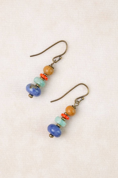 Freedom Coral, Sodalite, Wood Simple Earrings