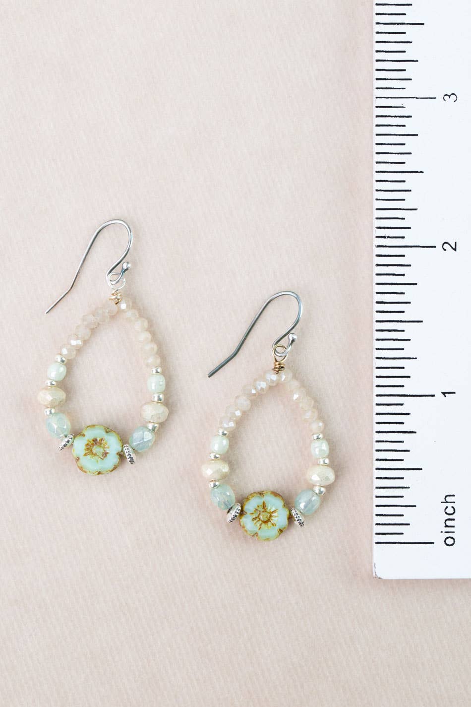 Mint Julep Crystal, Czech Glass Hoop Earrings - Vintage Vault Boutique