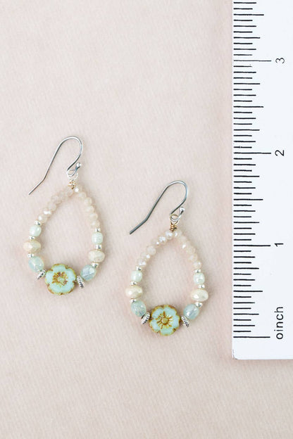 Mint Julep Crystal, Czech Glass Hoop Earrings - Vintage Vault Boutique