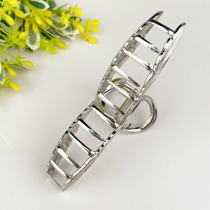 Metal Feather Cross Hair Clip - Silver - Vintage Vault Boutique